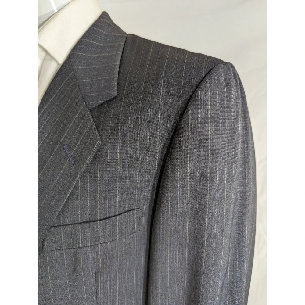 HICKEY FREEMAN Sport Coat Suit Top Wool Cashmere Blazer Jacket 42L pin Stripe